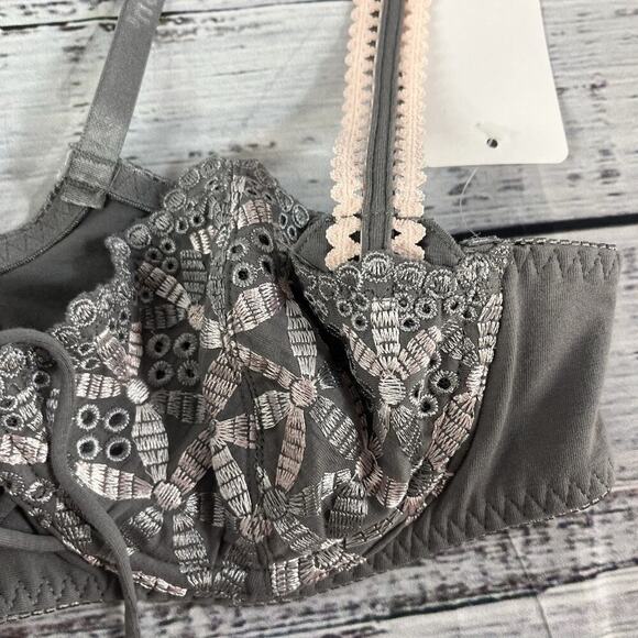 ZSKason Demi Bra size 34B Gray Pink Lace Underwire Lingerie - Picture 6 of 8